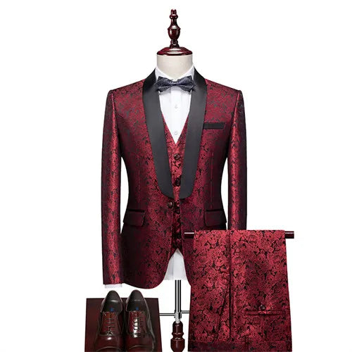 Men's Slim Fit 3-Piece Suit Set – Blazer, Vest & Trousers