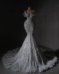 Silver Crystals Mermaid Luxury Prom Dresses Customized Long Celebrity LADYLYS