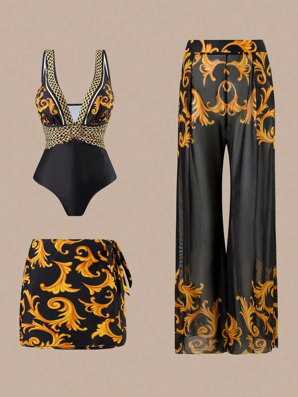 Sexy Three-Piece One-Piece Swimsuit Set Trendy Fashionable Bikini LADYLYS