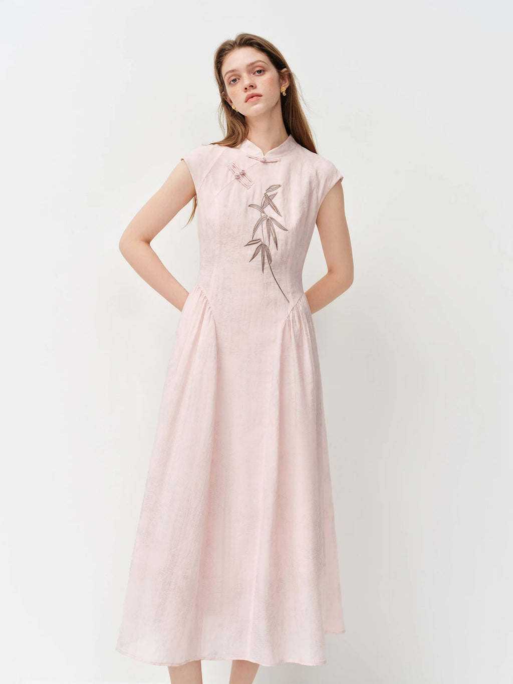 Style Embroidery Slim-Fit Long Dress for Women LADYLYS