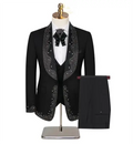 (Jacket + Trousers + Waistcoat) Luxury men's wedding suit, fashionable black/white/blue British style gentlemanmen LADYLYS