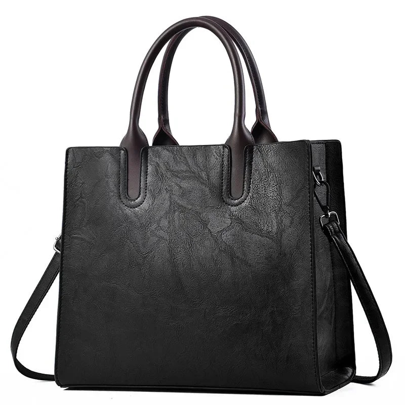 Women's PU Leather Tote Bag – Large Capacity Shoulder Bag