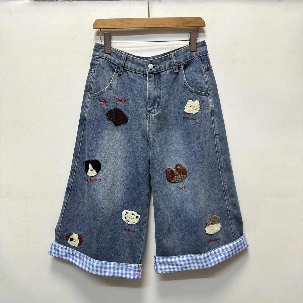 Women's Vintage Wide-Leg Jeans – High Waist, Straight Leg, Y2K Streetwear