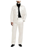 Men's Faux Leather Two-Piece Jacket & Trouser Set