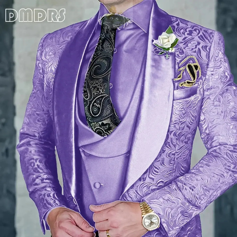 Elegant, high-quality 3-piece Jacquard suit set for men LADYLYS