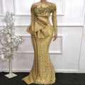 Off-Shoulder Sequin Mermaid Evening Gown