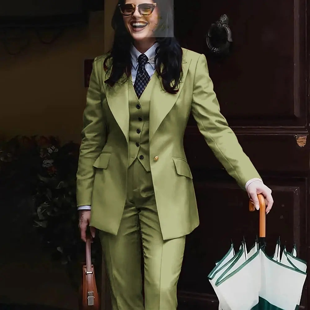 Women's Jacket Pant Sets 3Piece Suit Single Button Professional Outerwears LADYLYS