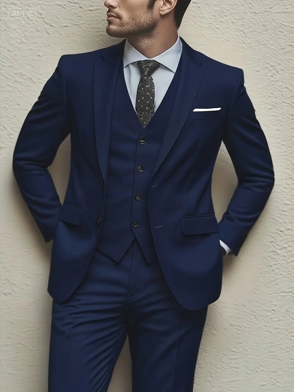 Men's Three-Piece Smart-Casual Wedding Suit