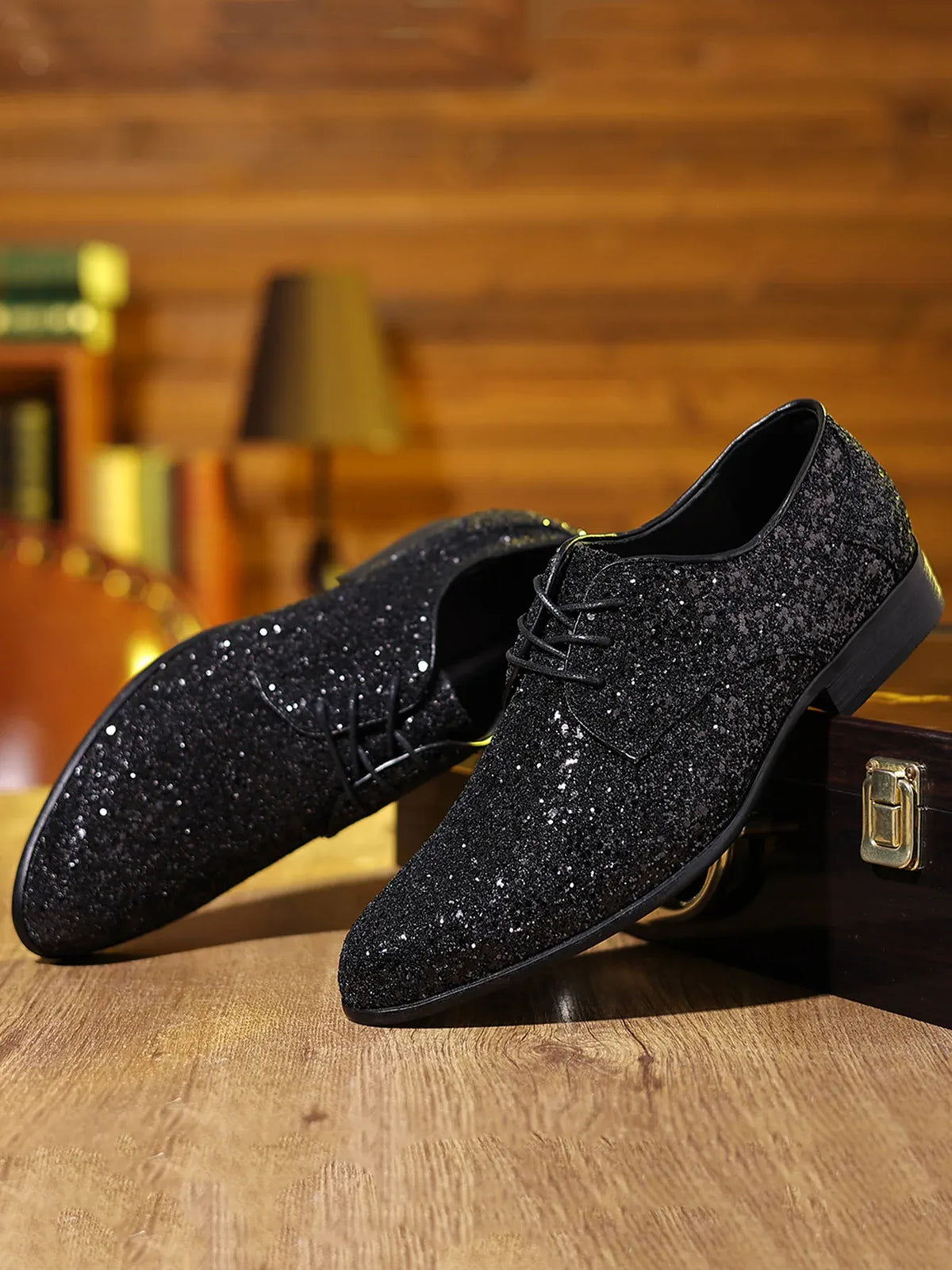 Men's Sequin Lace-Up Oxford Dress Shoes