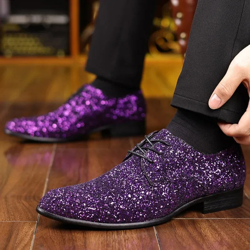 Men's Sequin Lace-Up Oxford Dress Shoes