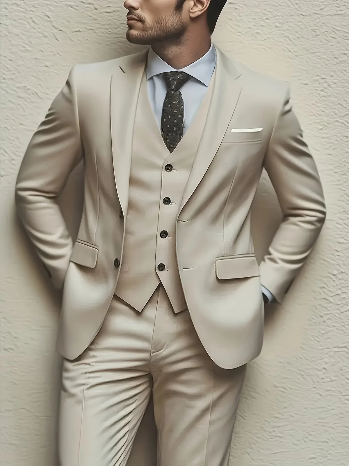 Men's Three-Piece Smart-Casual Wedding Suit