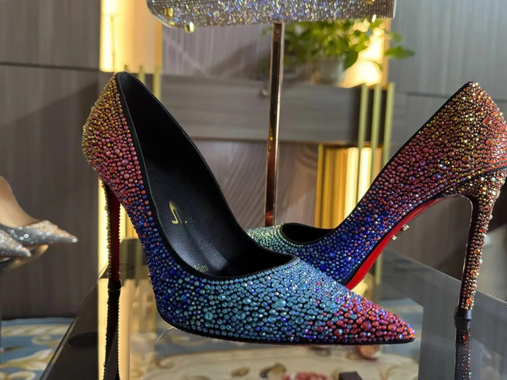 Full Diamond High Heel Pumps Rhinestone Pointed Toe Stiletto Heel Bling Bling Luxury LADYLYS