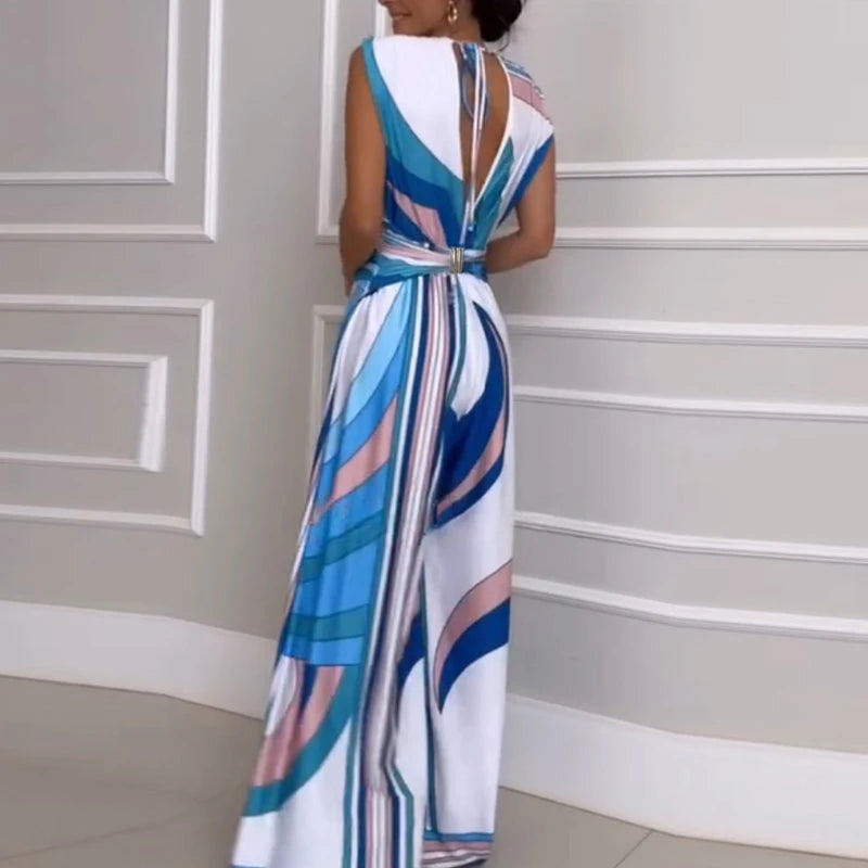 Summer New Casual Women Sleeveless Wide Leg Jumpsuits Elegant LADYLYS