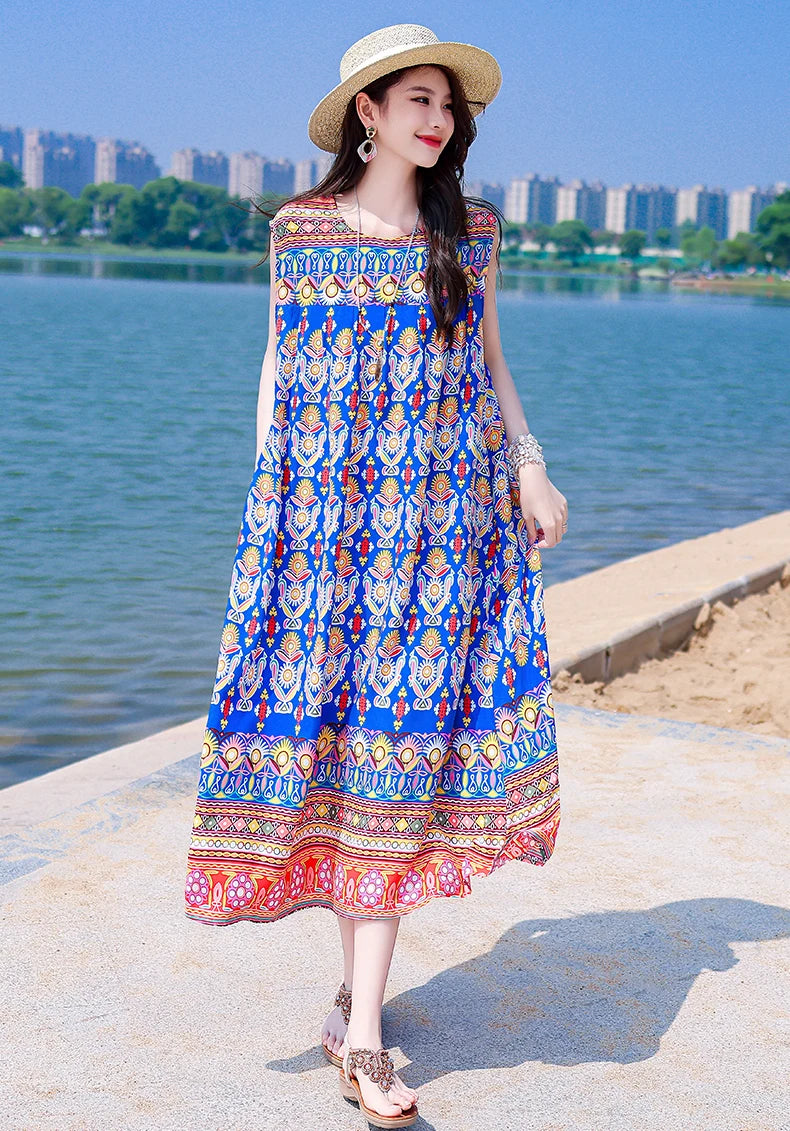 Casual Female Elegant  Print Knee-length 0-neck Floral Dress LADYLYS