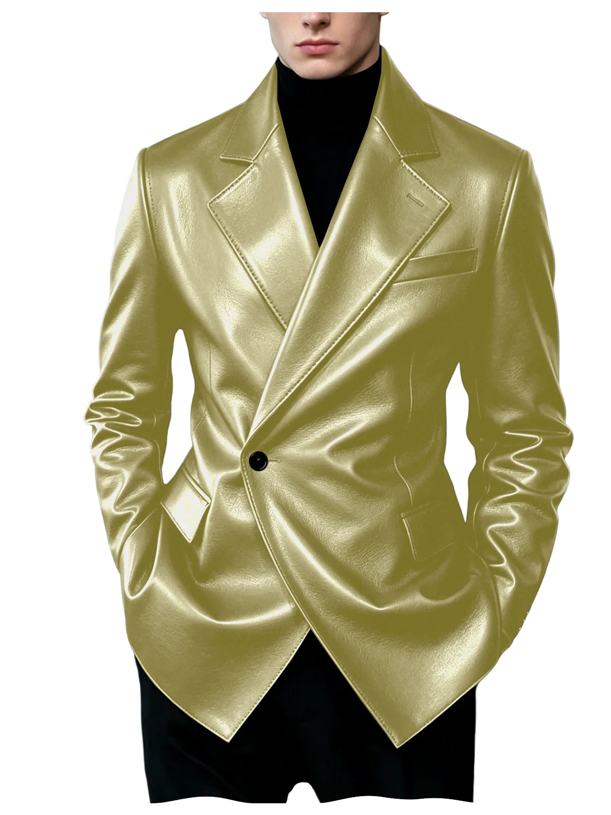 Men's Slim-Fit Faux Leather Blazer