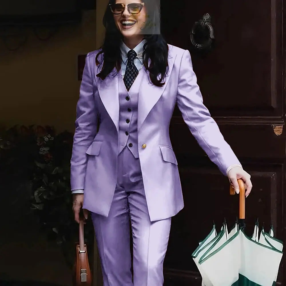Women's Jacket Pant Sets 3Piece Suit Single Button Professional Outerwears LADYLYS