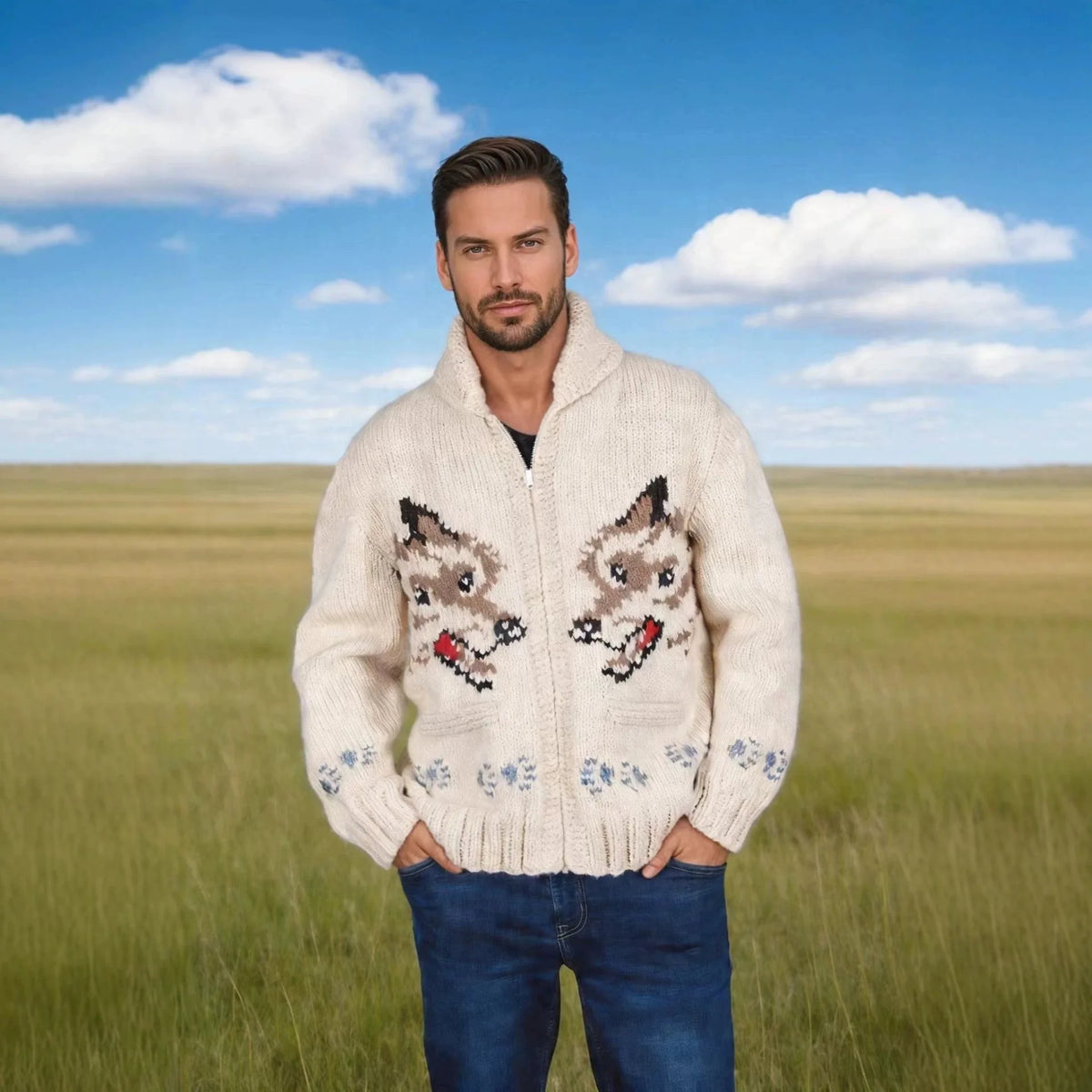Men's Plaid Zip-Up Sweater Jacket