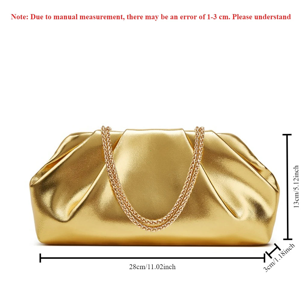 Folded Cloud Bag New Foreign Trade Style, Trendy Silver Handbag LADYLYS