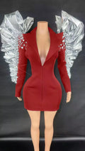 Women's Rhinestone Fringe Blazer-Style Mini Dress