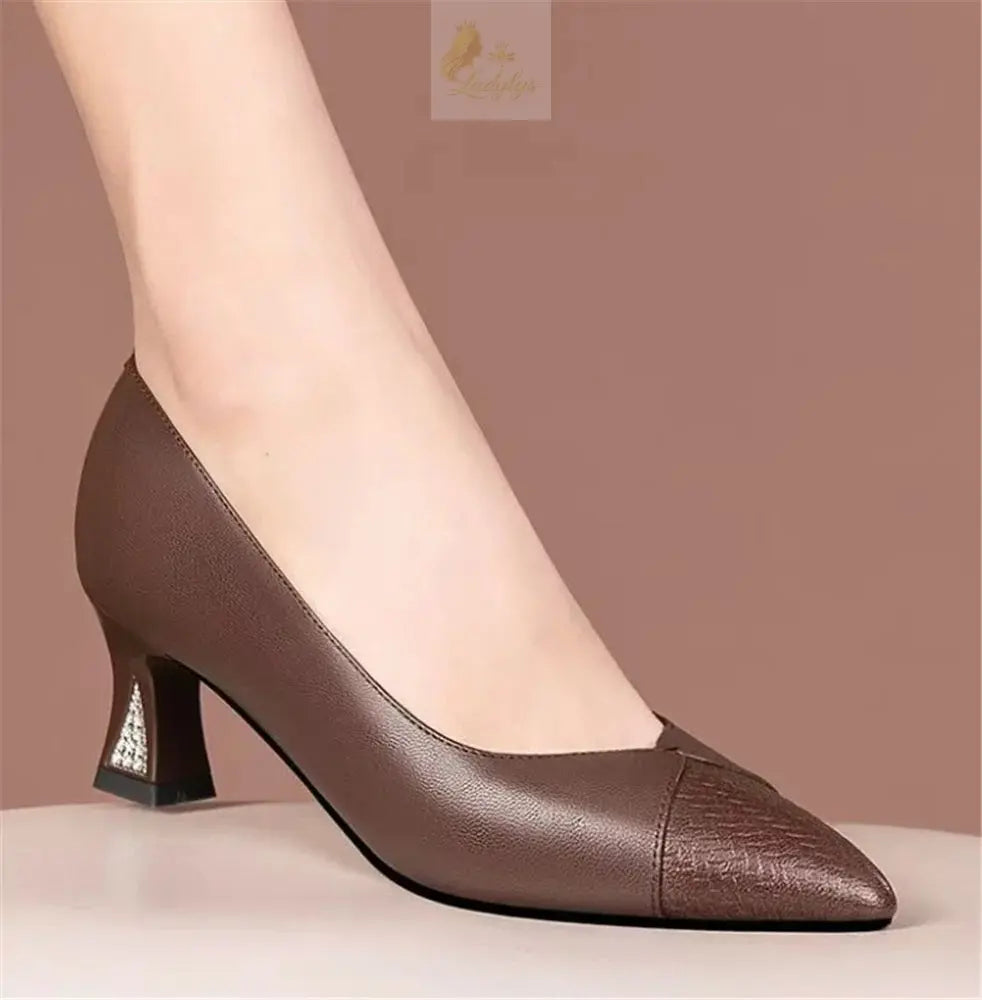 Cute Sweet Navy Blue High Quality Floral Crystal Comfort Pumps Lady Fashion LADYLYS