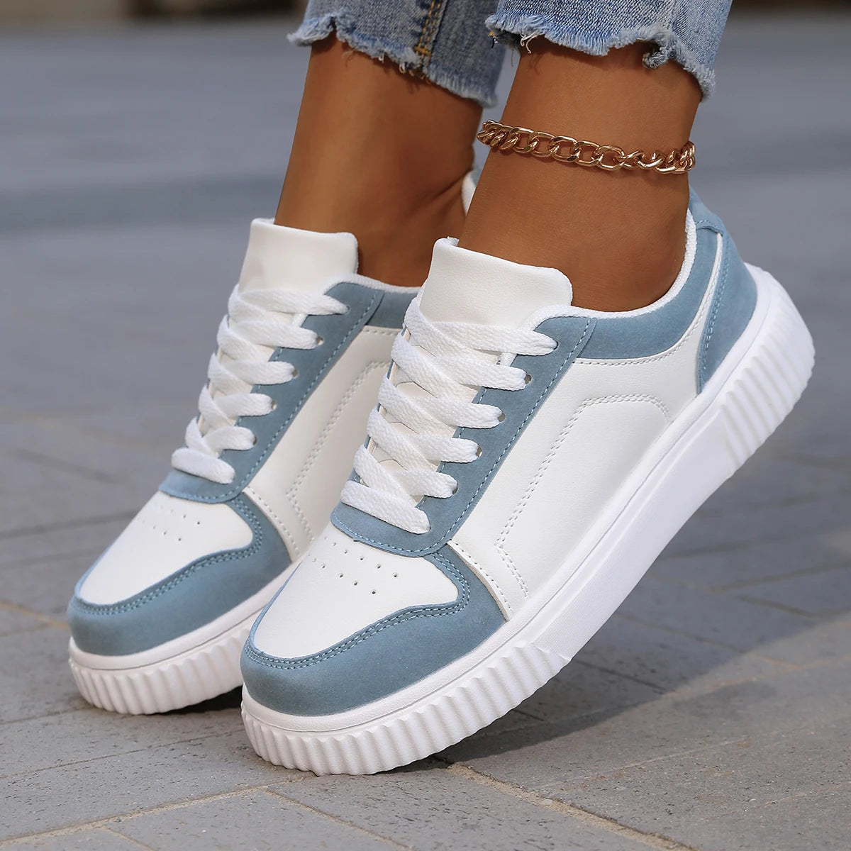 Sneakers Autumn White Lightweight Thick Sole Non Slip Skatebaord Shoes Unisex LADYLYS