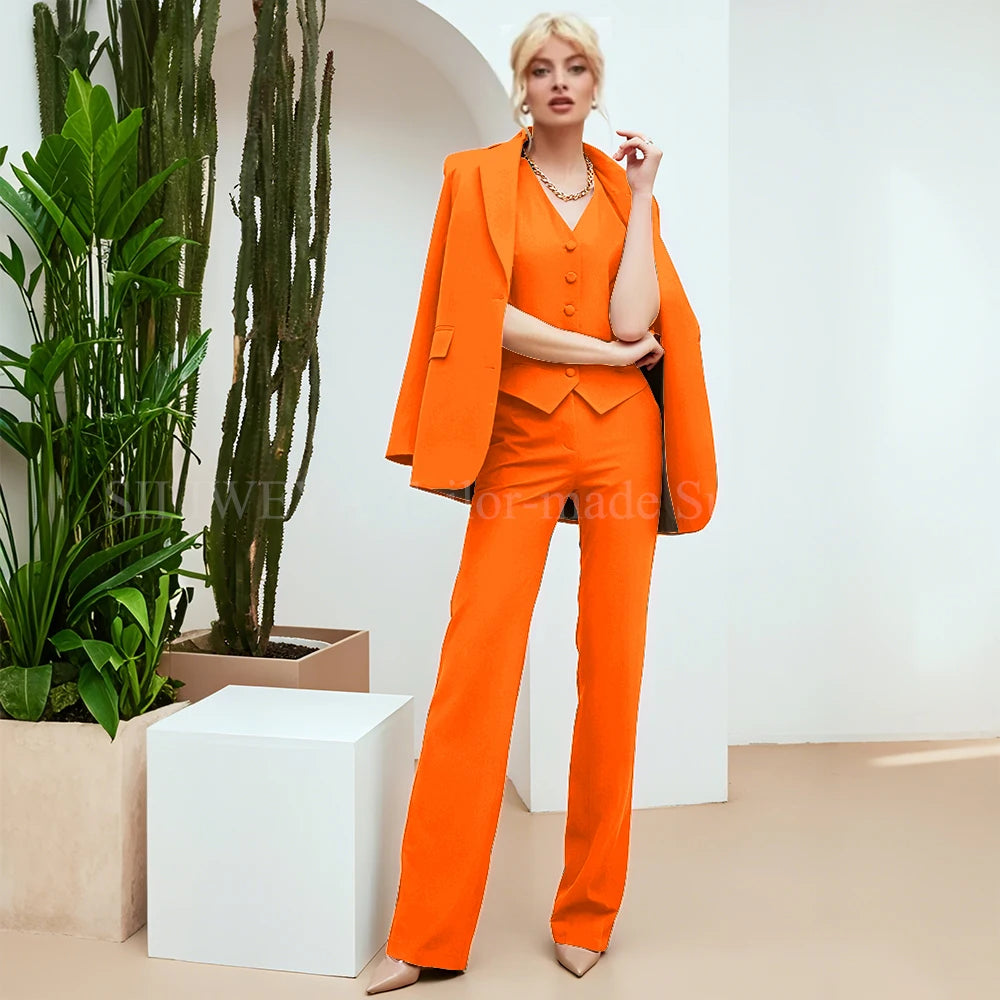 Chic Green 3-Piece Women's Suit – Slim Fit Blazer, Pants & Vest | Formal Office Set