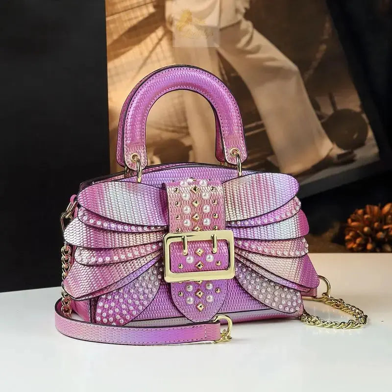 Pearl Riveted Wings Women Bag Real Leather Stylish Bag LADYLYS