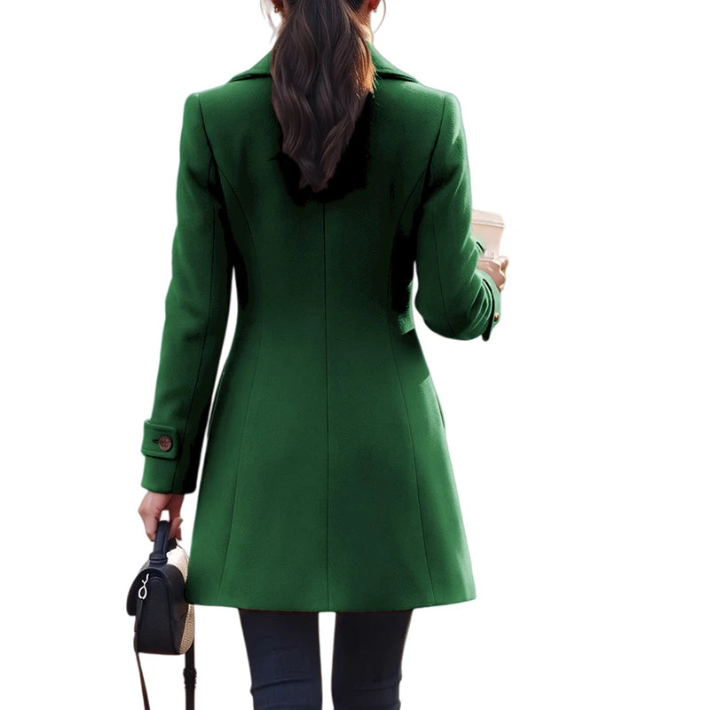Women's Vintage Double-Breasted Jacket with Pockets