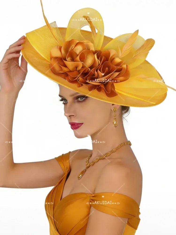 Women's Large Floral Fascinator Hat for Weddings