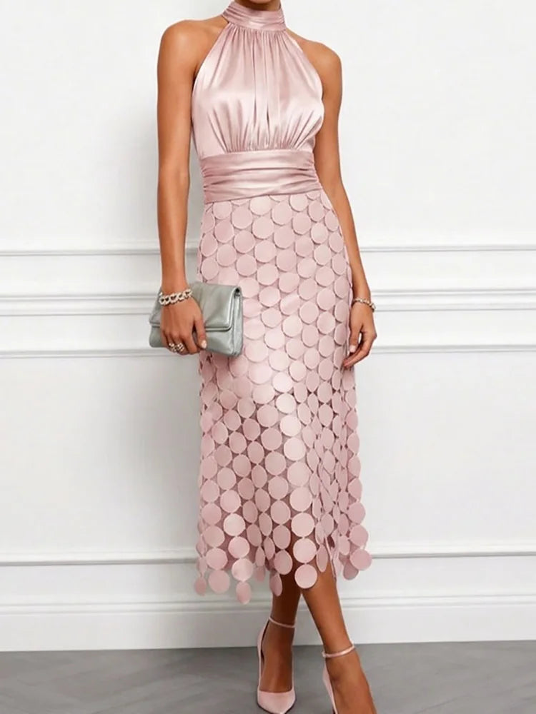 Sleeveless  Elegant Dress, Women Sumemr Solid Patchwork LADYLYS