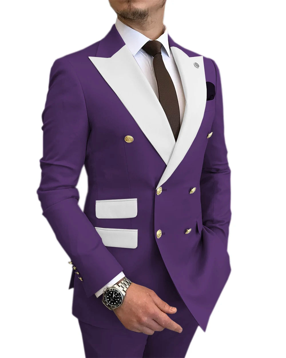 Jacket Pants Gold Buttons Party Tuxedo Dress Double Breasted Men Suits LADYLYS