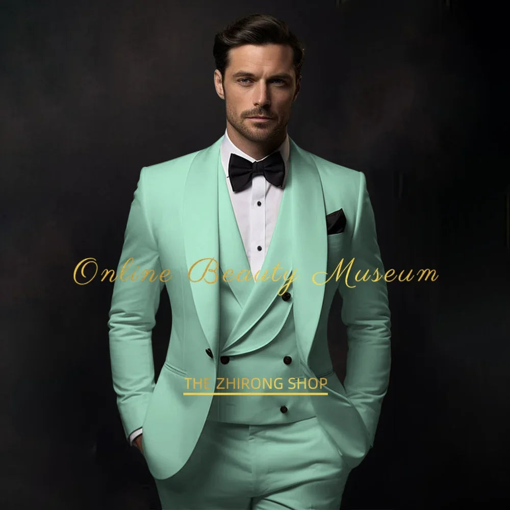 Elegant Ivory Tuxedo Suit for Men 3 piece set Jacket Vest Pants LADYLYS