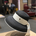 hood Hepburn wind big brim straw hat female summer sunscreen basin hat French beach holiday sunshade hat LADYLYS