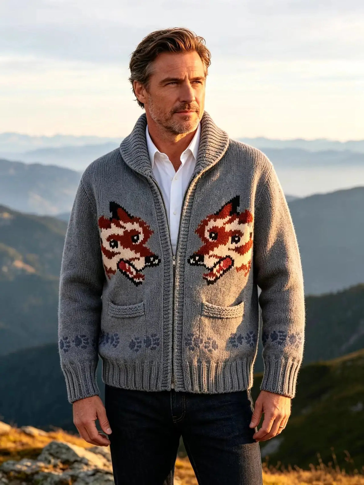Men's Plaid Zip-Up Sweater Jacket