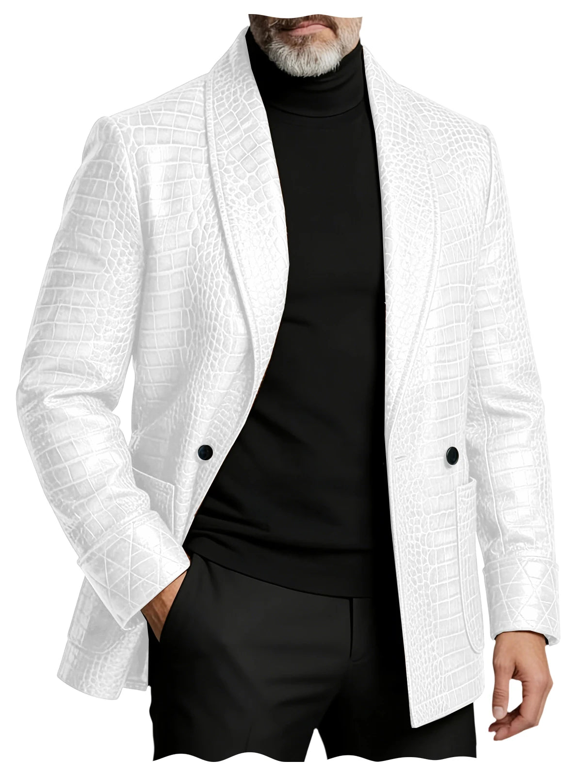 Men's Luxury Shawl Lapel Blazer Crocodile Embossed Leather LADYLYS