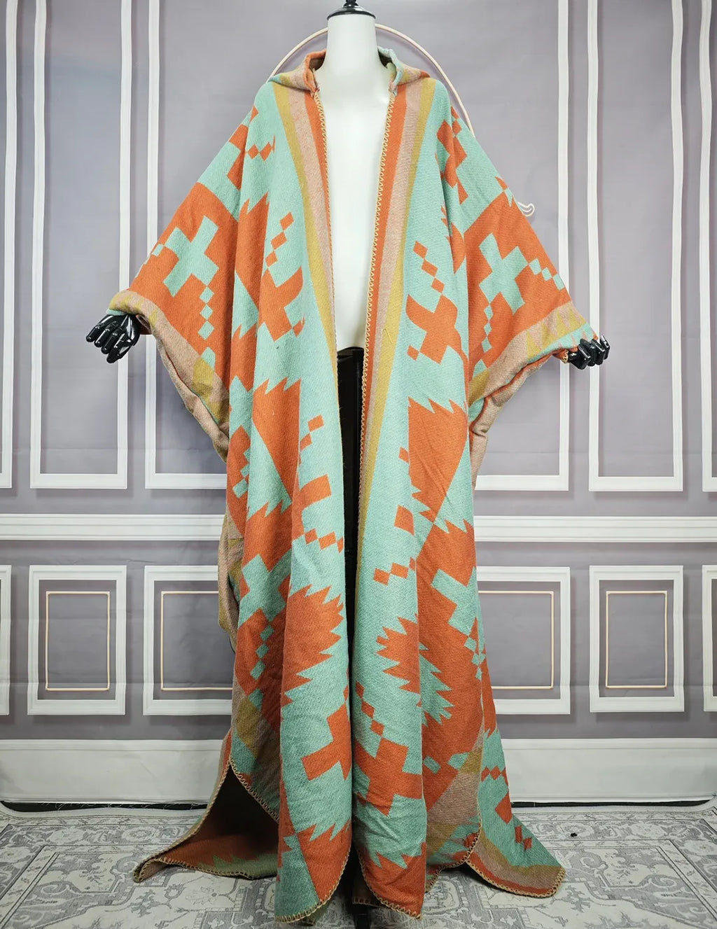 Women's African-Inspired Printed Longline Kimono Cardigan