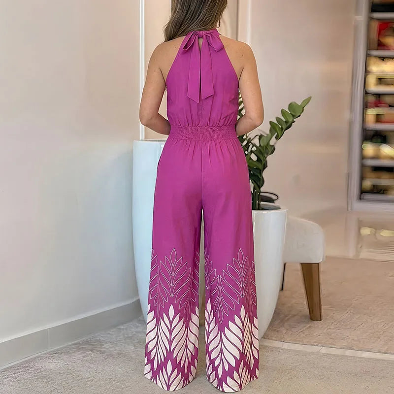 Elegant Simple Women Playsuits Overalls Trendy Contrast Color Sleeveless Jumpsuit LADYLYS