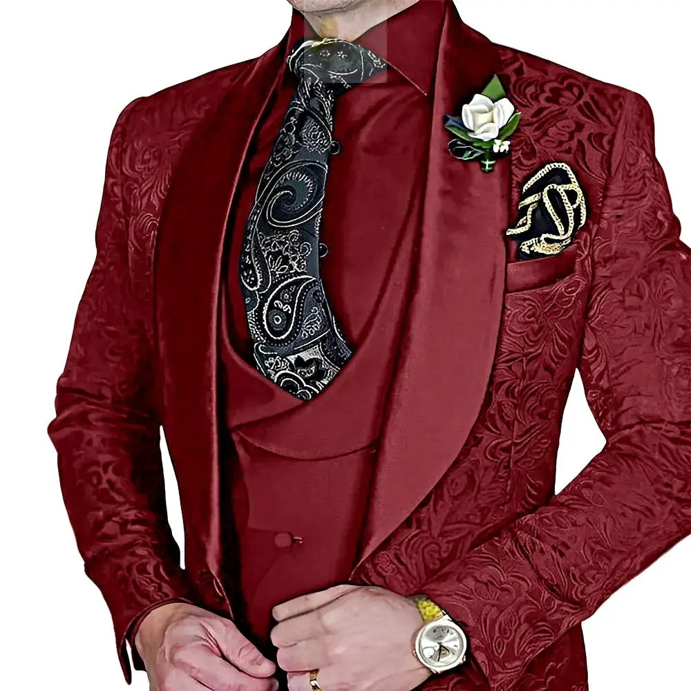 Elegant, high-quality 3-piece Jacquard suit set for men LADYLYS