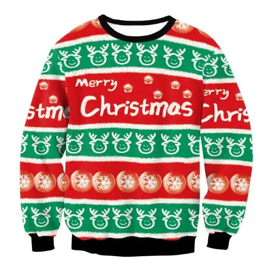 Pulls de Noël laids, pulls verts, sweat-shirt amusant imprimé en 3D Matutina-Chic