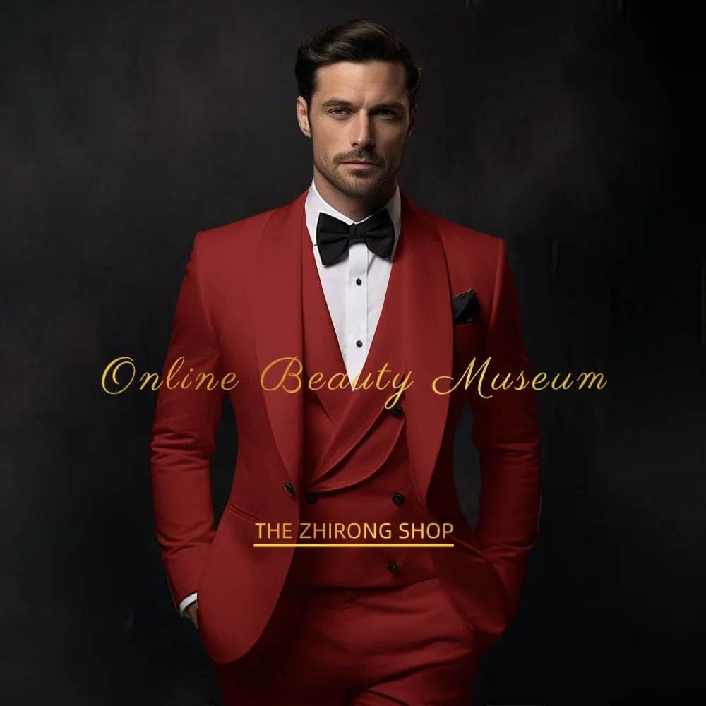 Elegant Ivory Tuxedo Suit for Men 3 piece set Jacket Vest Pants LADYLYS