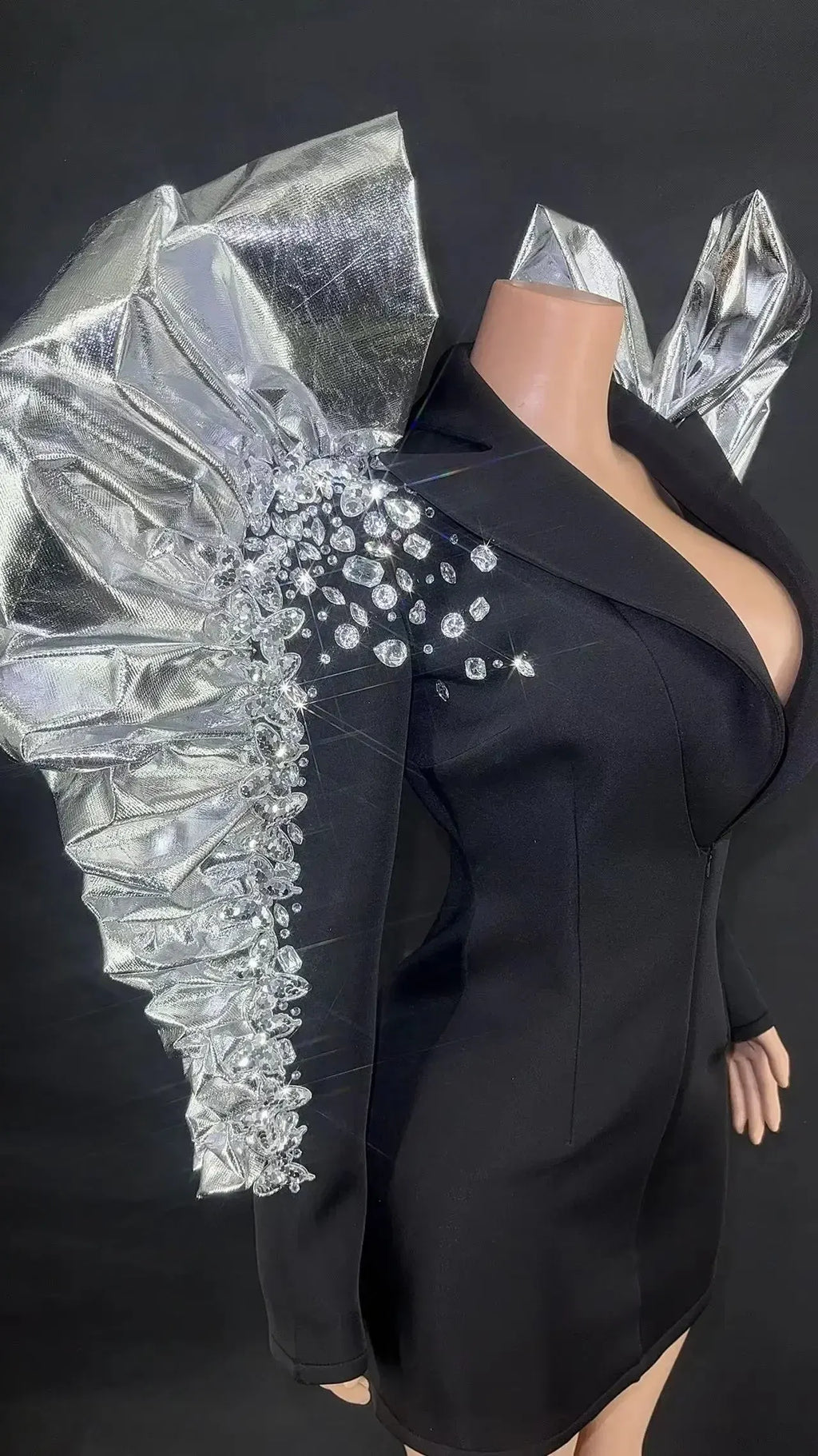 Women's Rhinestone Fringe Blazer-Style Mini Dress