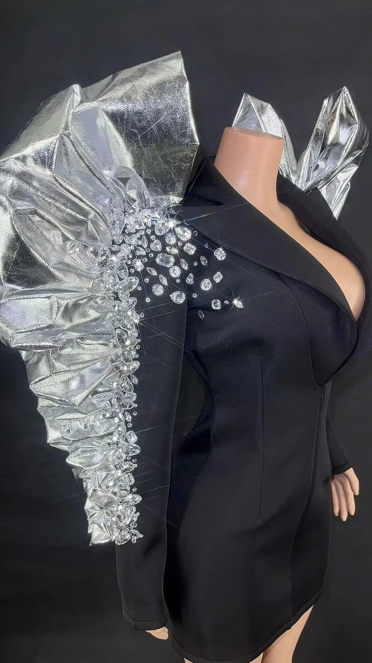Women's Rhinestone Fringe Blazer-Style Mini Dress