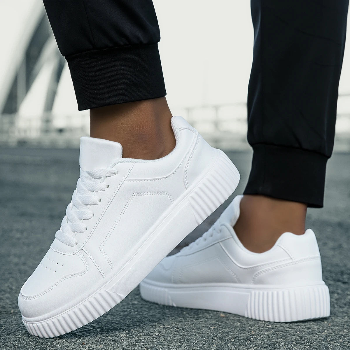 Sneakers Autumn White Lightweight Thick Sole Non Slip Skatebaord Shoes Unisex LADYLYS