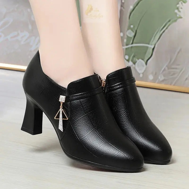 Elegant Deep Mouth Soft Leather Shoes Women Pumps Comfortable LADYLYS