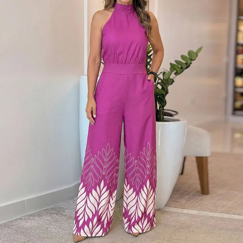 Elegant Simple Women Playsuits Overalls Trendy Contrast Color Sleeveless Jumpsuit LADYLYS