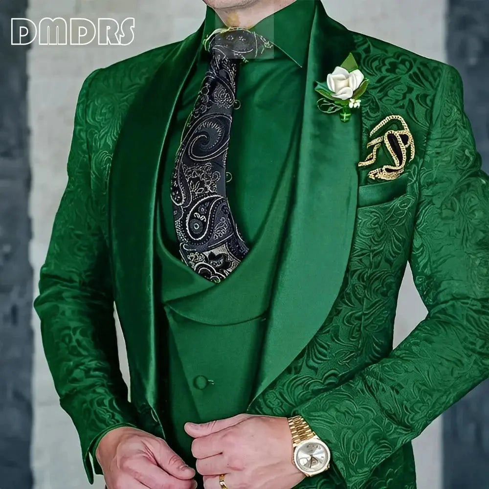 Elegant, high-quality 3-piece Jacquard suit set for men LADYLYS