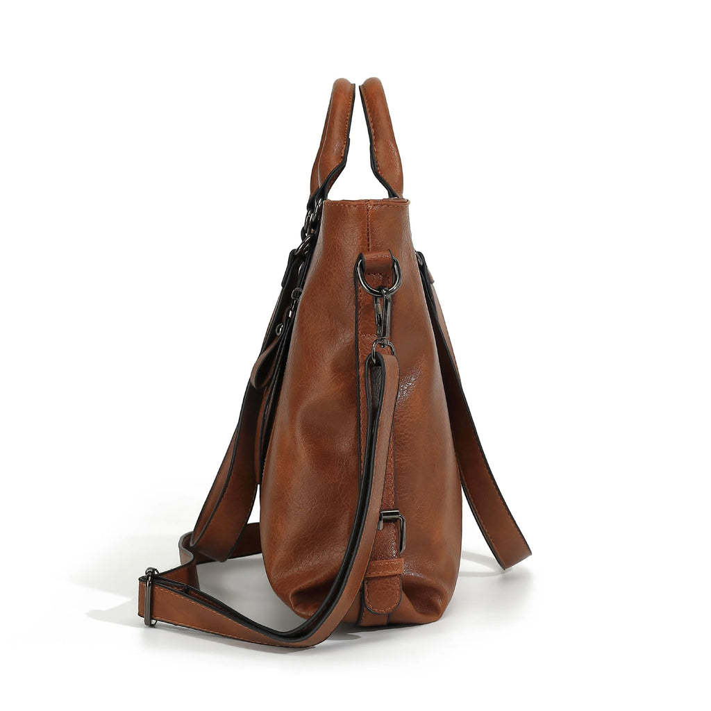 Soft PU Tote Bag for Women – Multi-Pocket Shoulder Handbag