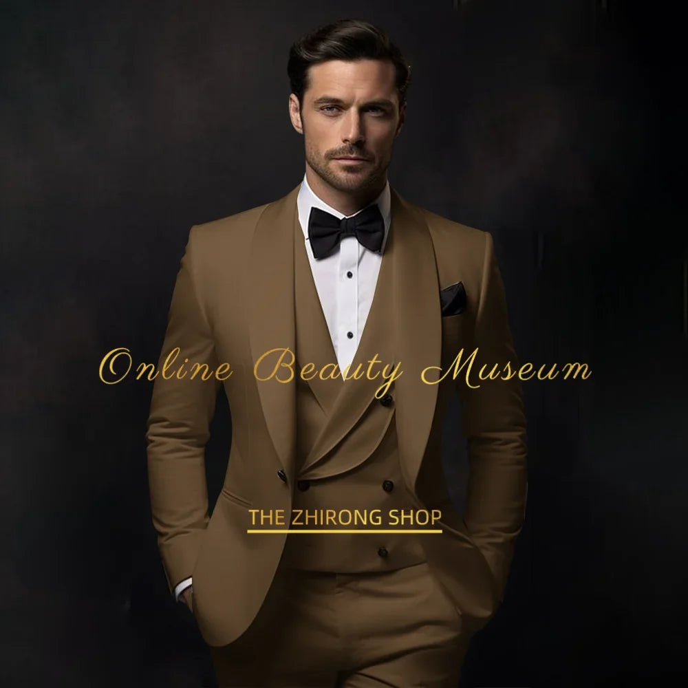Elegant Ivory Tuxedo Suit for Men 3 piece set Jacket Vest Pants LADYLYS