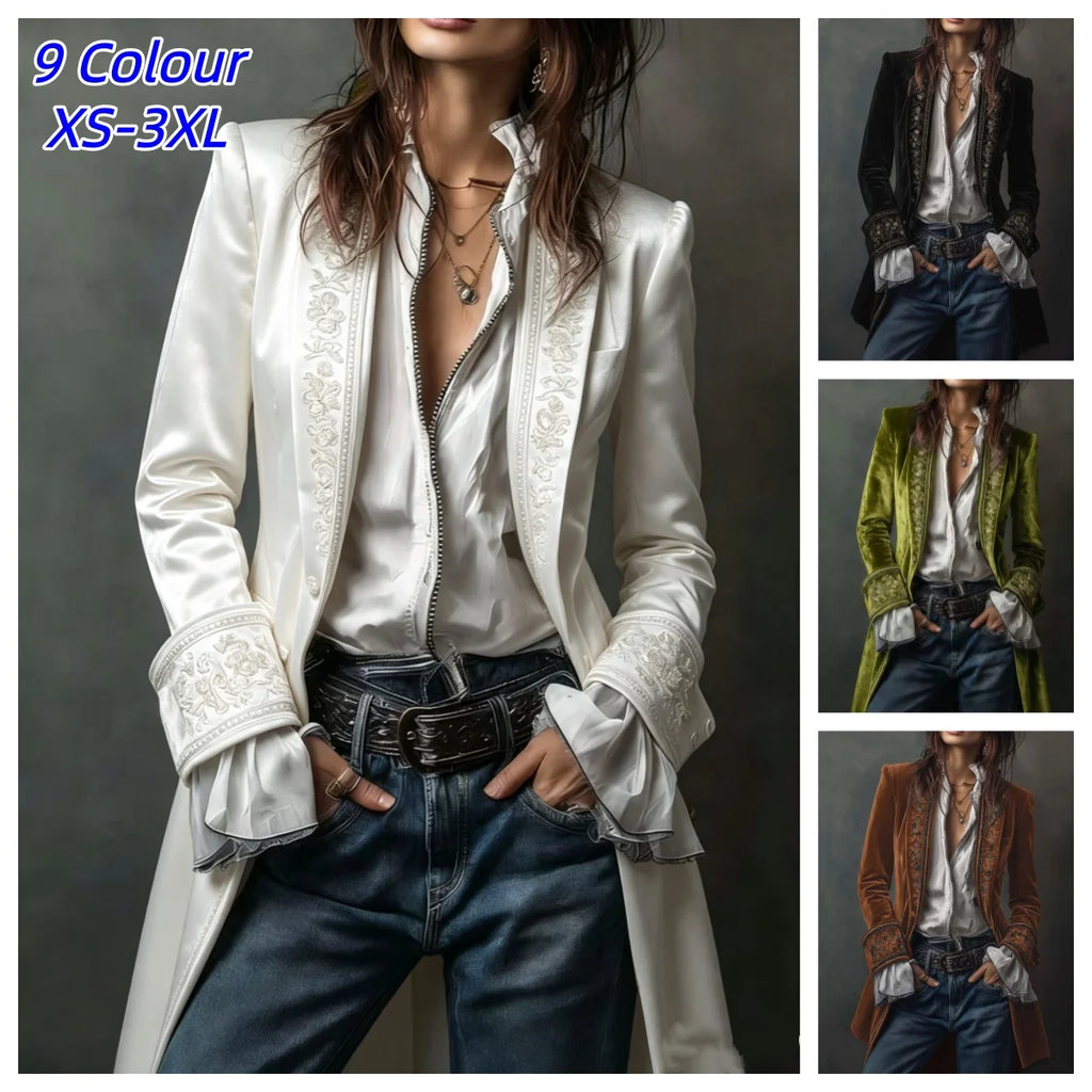 Women's Vintage Print Lace-Trim Jacket