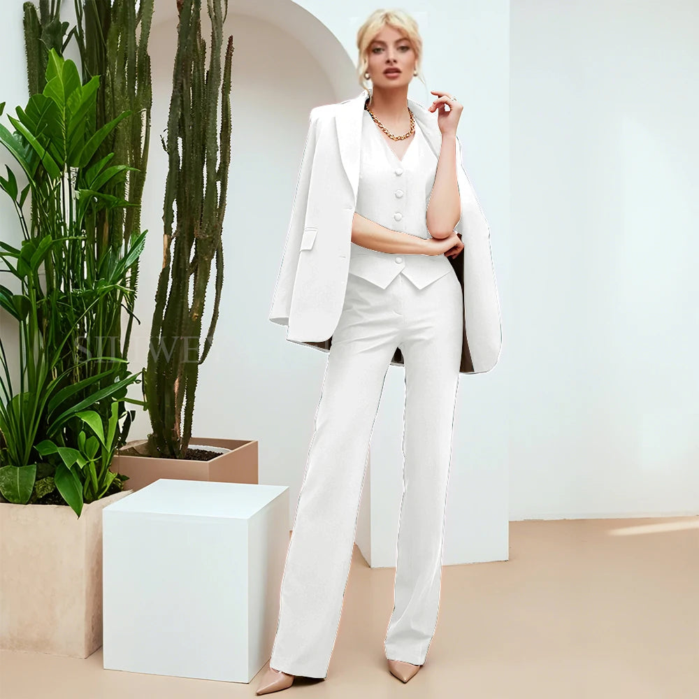 Chic Green 3-Piece Women's Suit – Slim Fit Blazer, Pants & Vest | Formal Office Set